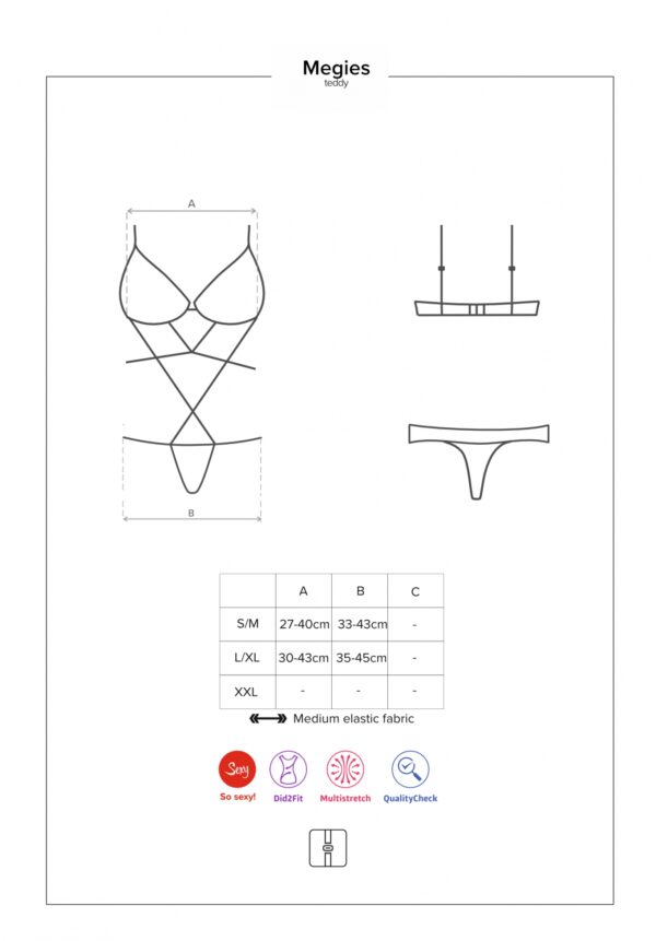 Bielizna Megies body czarne L/XL - obrazek 7