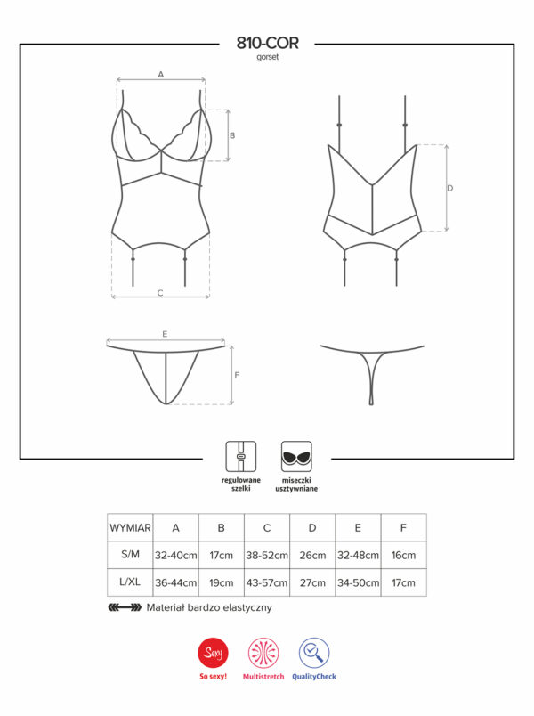 Bielizna 810 COR 2 gorset i stringi biały  S/M - obrazek 7