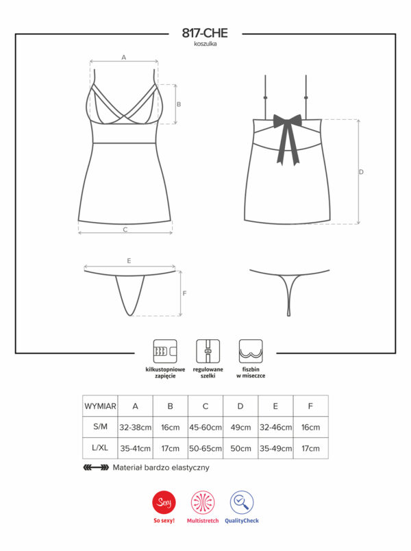 Bielizna 817 CHE 1 koszulka i stringi L/XL - obrazek 7