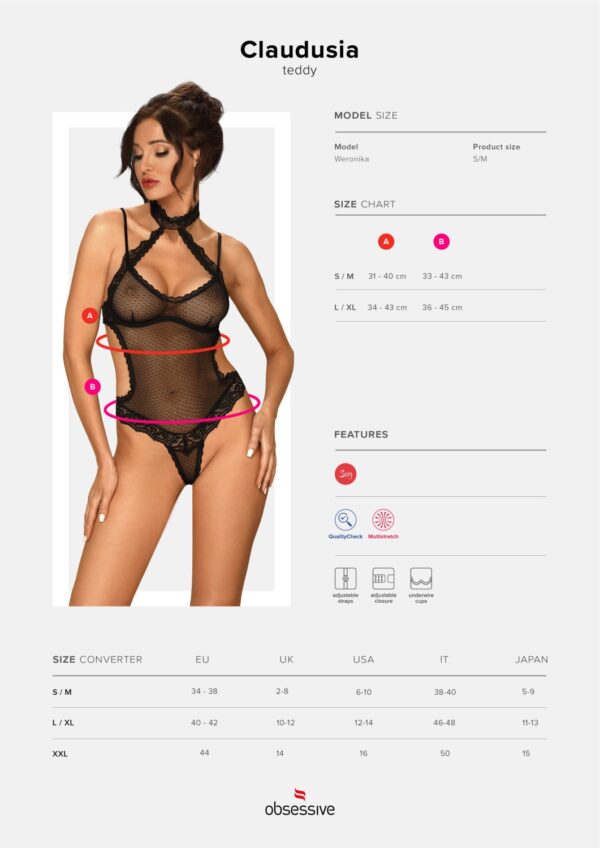 Bielizna Claudusia body czarne L/XL - obrazek 7