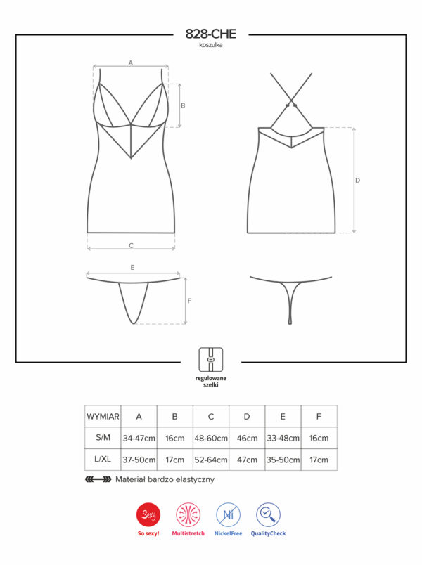 Bielizna 828 CHE 1 koszulka i stringi L/XL - obrazek 7