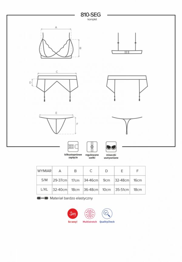 Bielizna 810 SEG 1 komplet 3 częściowy czarny L/XL - obrazek 7
