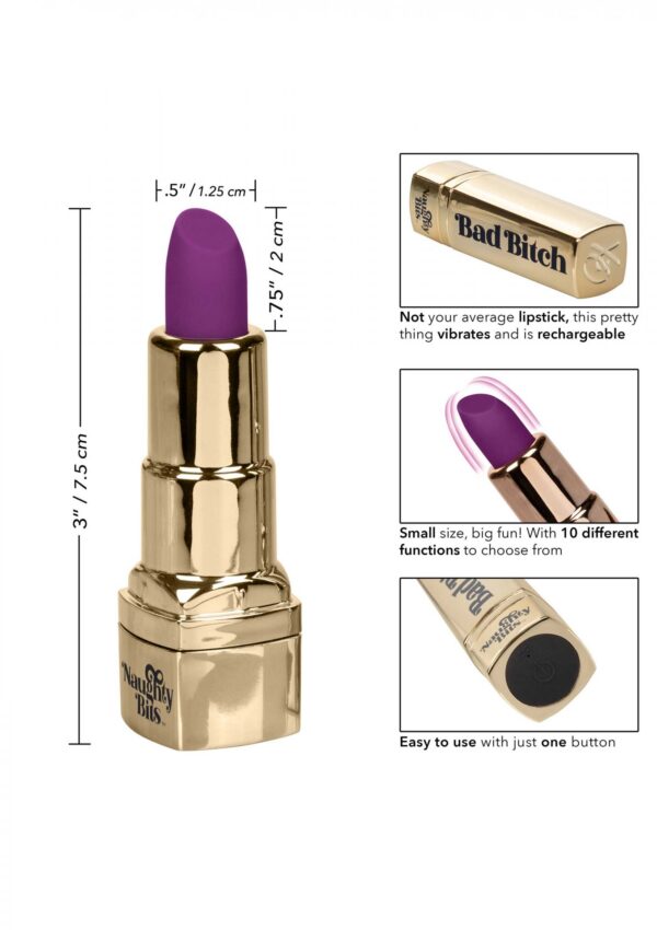 Bad Bitch Lipstick Vibrator Gold - obrazek 7