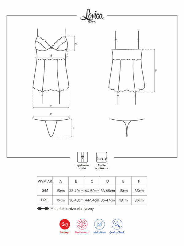 Bielizna Lovica gorset i stringi L/XL - obrazek 7