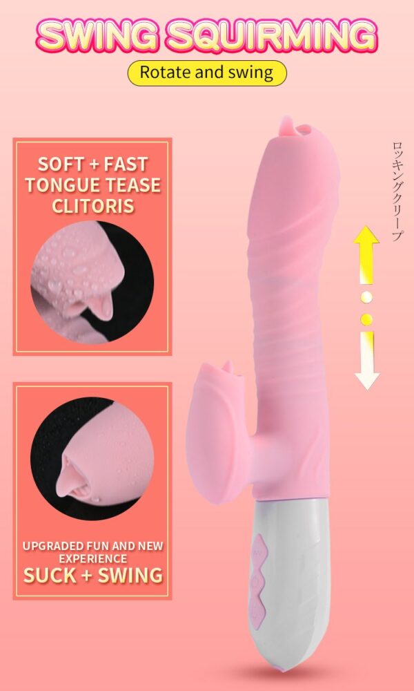Wibrator Silicone Vibrator USB 7 Function and Thrusting Function / Heating, purple - obrazek 7