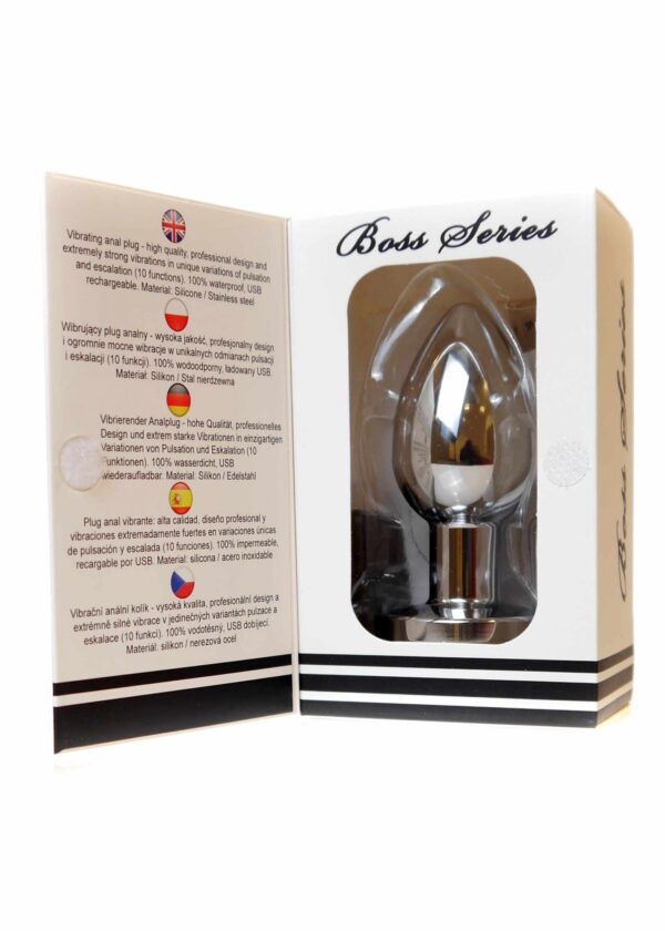 Stymulator Rechargeable Butt Plug Vibrator USB 10 Functions   Silver - obrazek 7