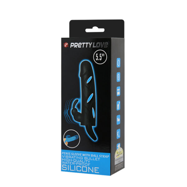 PRETTY LOVE   PENIS SLEEVE WITH BALL STRAP vibration - obrazek 7