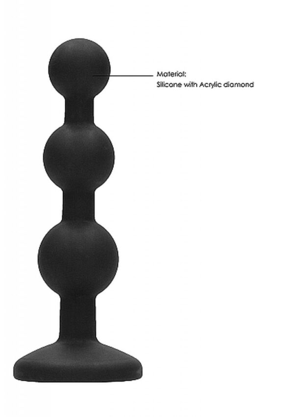 Silicone Beaded Diamond Butt Plug   Black - obrazek 7