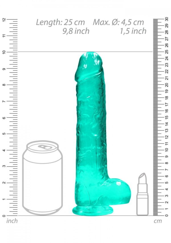 9 / 25 cm Realistic Dildo With Balls   Turquoise - obrazek 7
