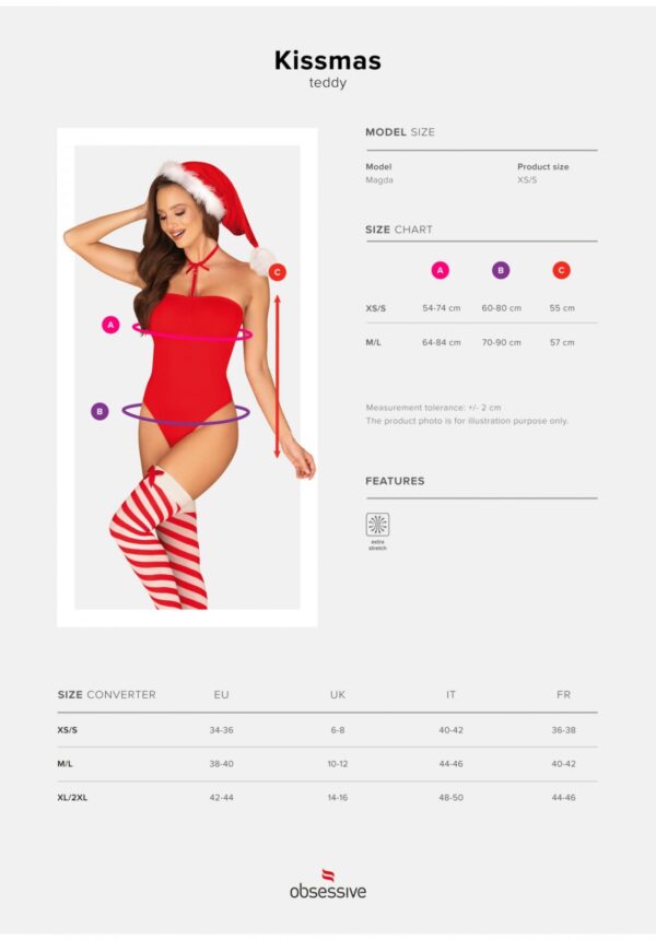 Bielizna Kissmas body czerwone    XS/S - obrazek 7