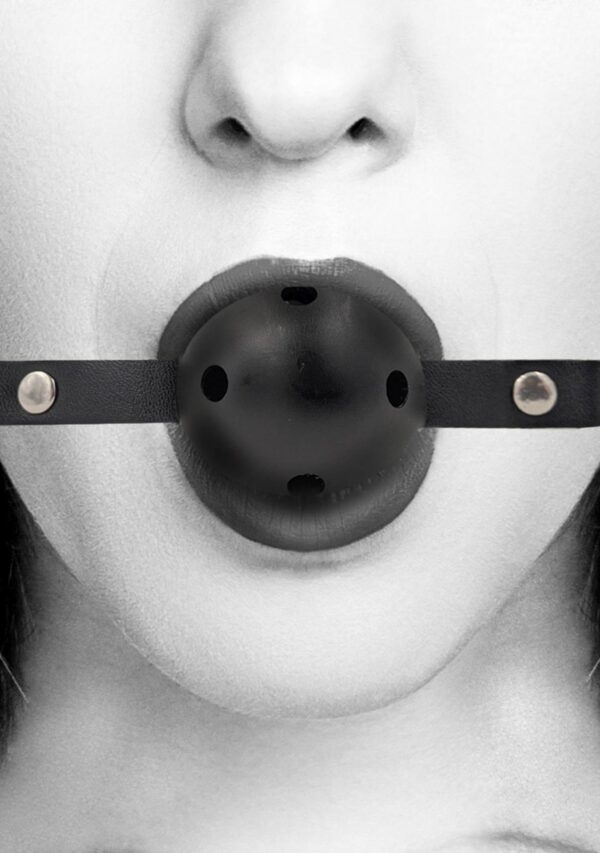 Breathable Ball Gag   With Bonded Leather Straps - obrazek 7