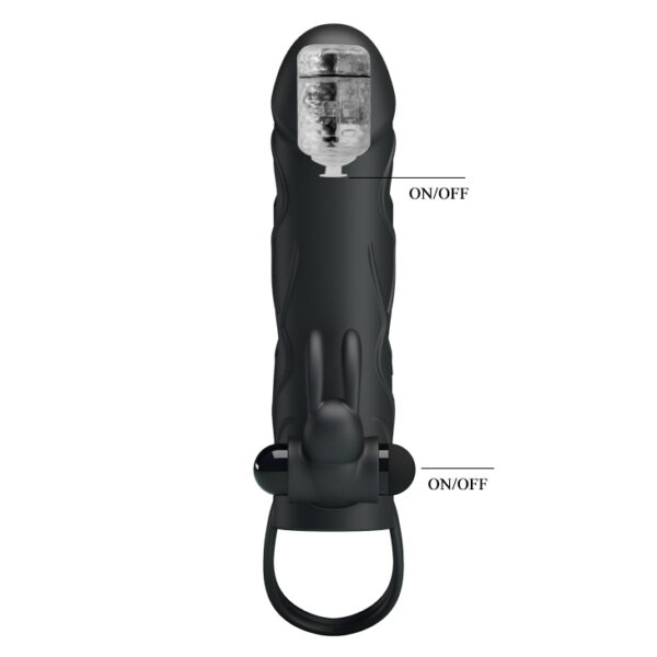 PRETTY LOVE   PENIS SLEEVE WITH BALL STRAP vibration BLACK - obrazek 7