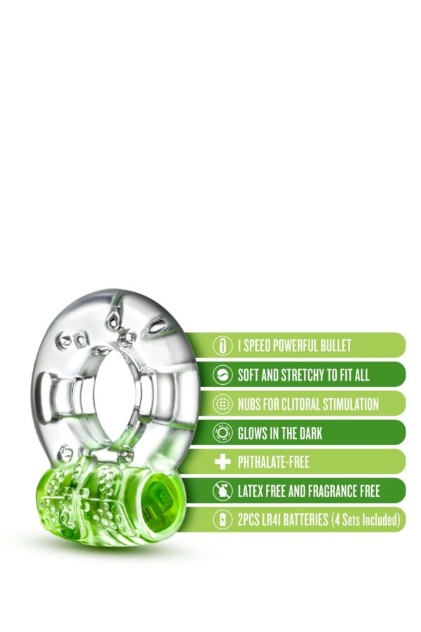 PLAY WITH ME AROUSER VIBRATING C RING GREEN - obrazek 7