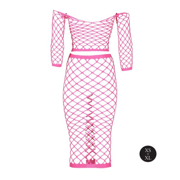 Long Sleeve Crop Top and Long Skirt   Pink   XS/XL - obrazek 7