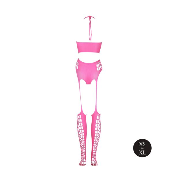 Two Piece with Crop Top and Stockings   Pink   XS/XL - obrazek 7