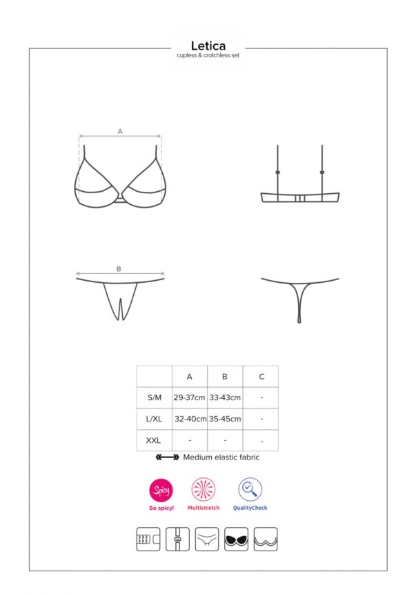 Bielizna Letica komplet 2 częściowy otwarty czarny L/XL - obrazek 7