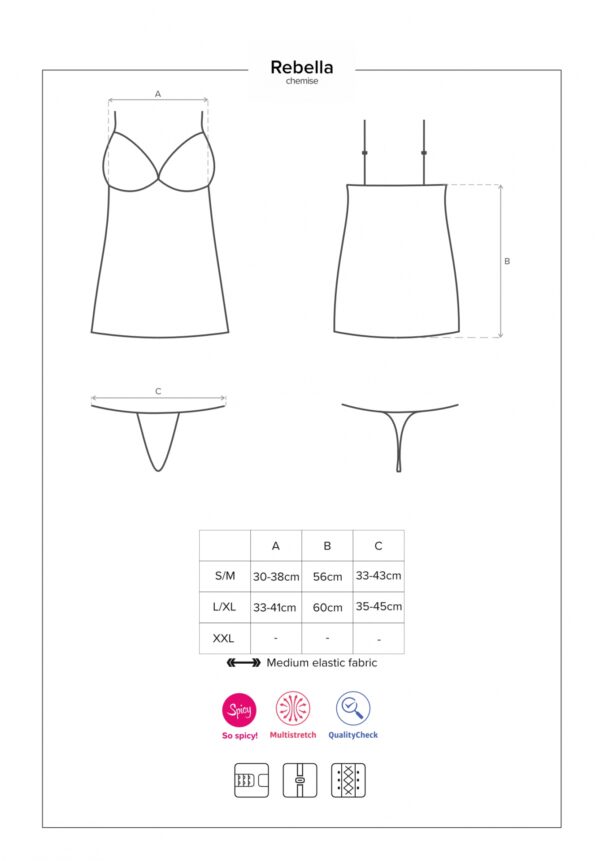 Bielizna Redella koszulka i stringi czarna L/XL - obrazek 7