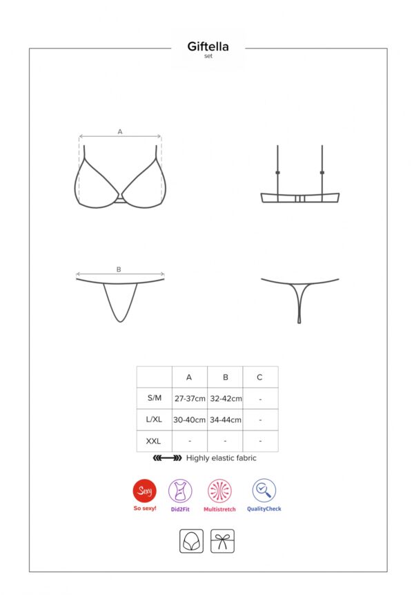 Bielizna Giftella komplet 2 częściowy czerwony L/XL - obrazek 7