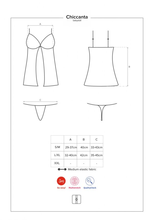 Bielizna Chiccanta babydoll i stringi czarna L/XL - obrazek 7