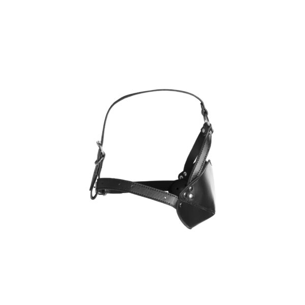 Head Harness with Mouth Cover and Solid Ball Gag   Black - obrazek 7