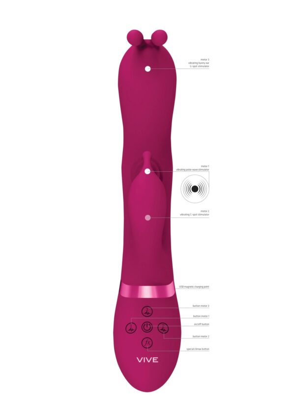 Gada   Vibrating Bunny Ear G Spot Rabbit with Pulse Wave Shaft - obrazek 7