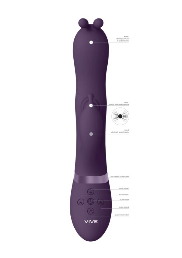 Gada   Vibrating Bunny Ear G Spot Rabbit with Pulse Wave Shaft - obrazek 7