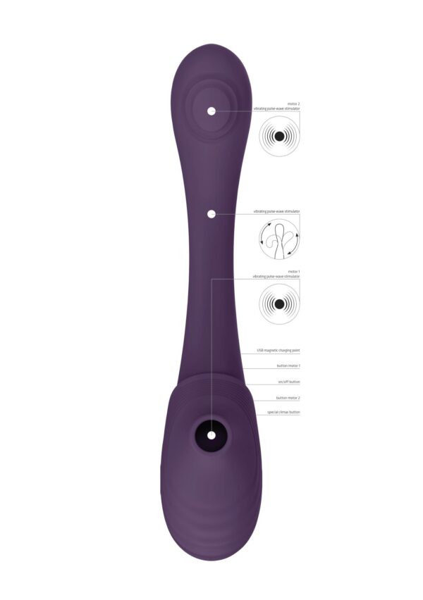 Mirai   Double Ended Pulse Wave & Air Wave Bendable Vibrator - obrazek 7