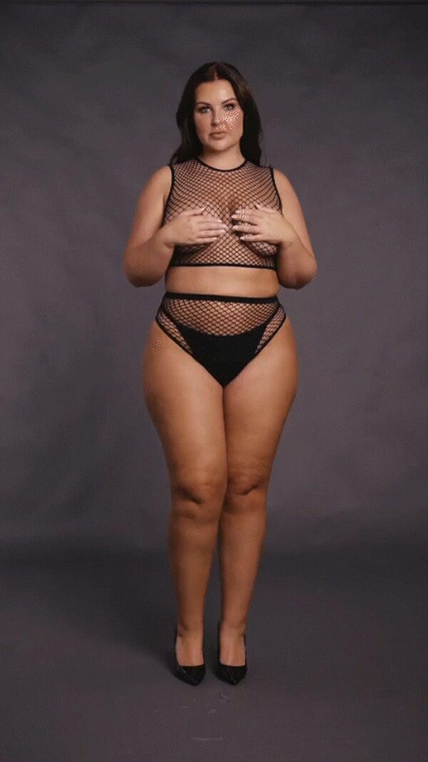 2 piece with crop top, pantie and fishnet structure. - obrazek 7