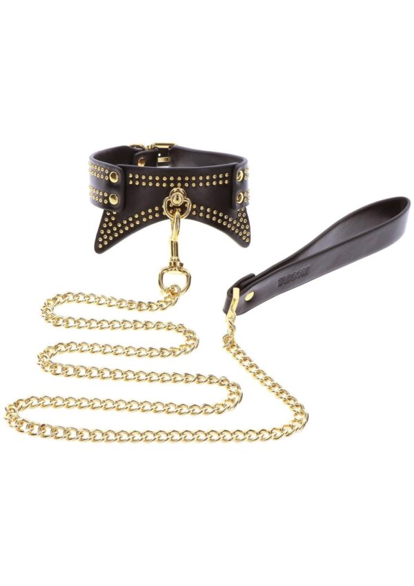 Studded Collar and Leash Black - obrazek 7