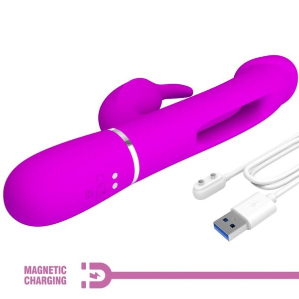 PRETTY LOVE   Kampas Rabbit 3 in 1, multifunction vibrator with tongue violet - obrazek 7