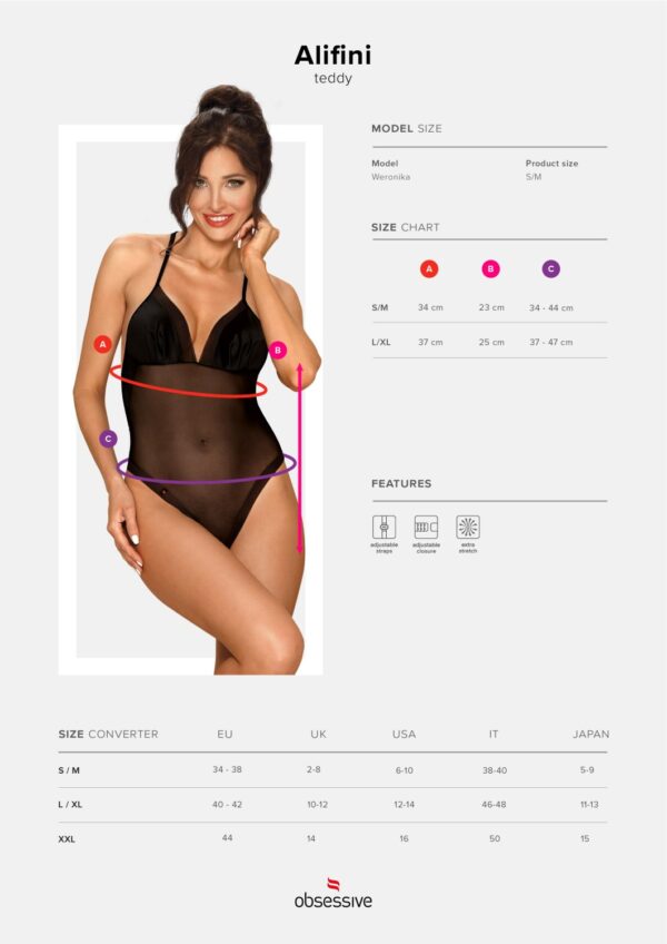 Bielizna  Alifini body czarne  S/M - obrazek 7