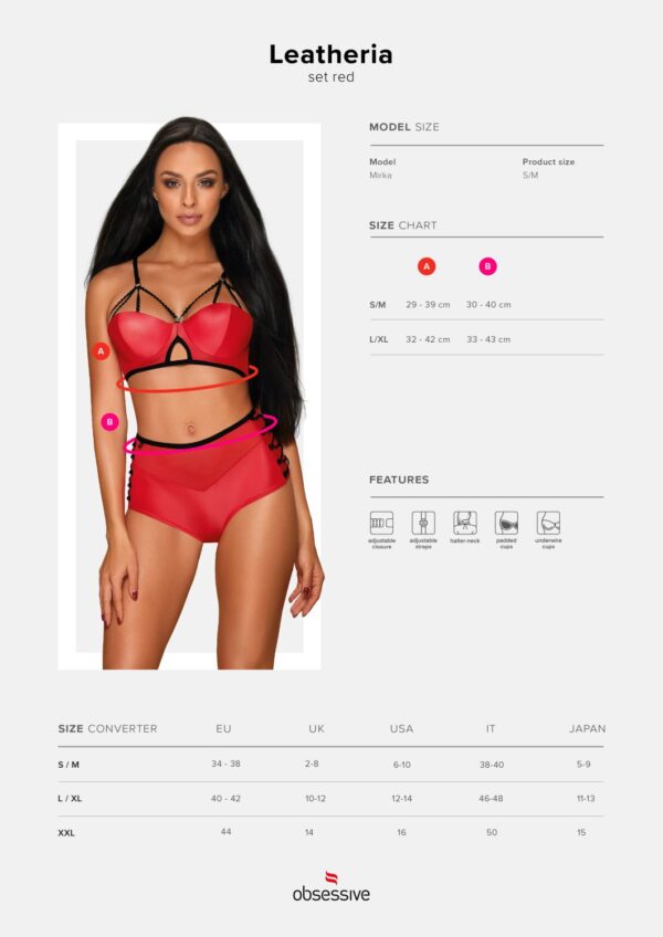 Bielizna  Leatheria komplet 2 częściowy czerwony L/XL - obrazek 7