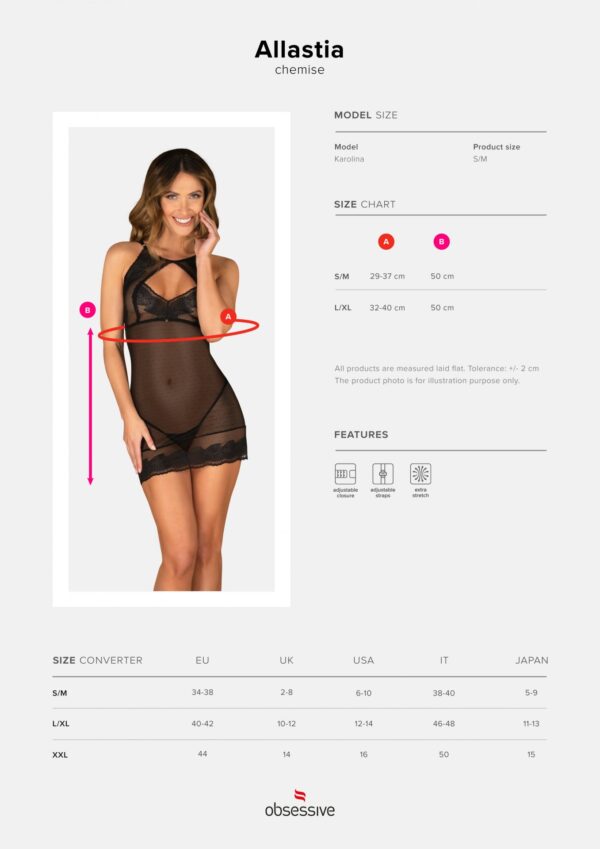 Bielizna Allastia koszulka i string czarna L/XL - obrazek 7