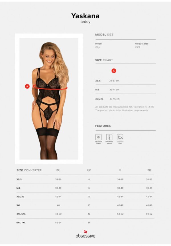 Bielizna Yaskana body czarne XL/XXL - obrazek 7