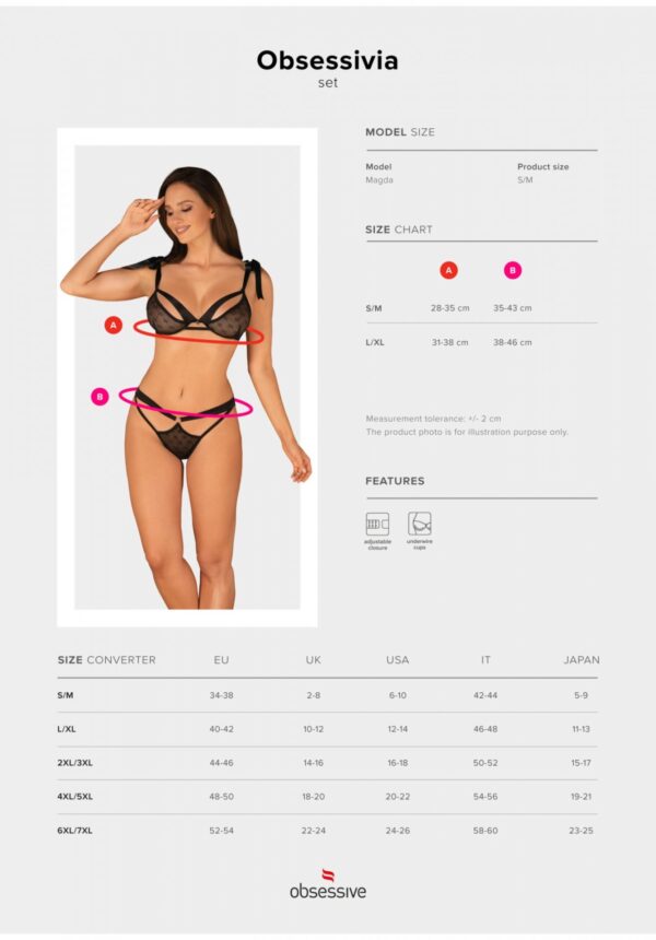 Bielizna Obsessivia komplet 2 częściowy czarny L/XL - obrazek 7