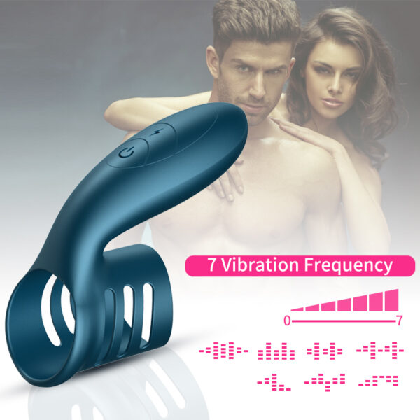 Wibrator Silicone Ring Blue USB 7 Function - obrazek 8