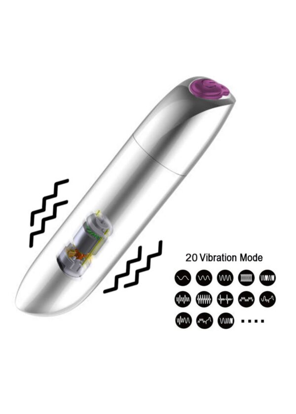 Stymulator Rechargeable Powerful Bullet Vibrator USB 20 Functions   Matt Black - obrazek 8