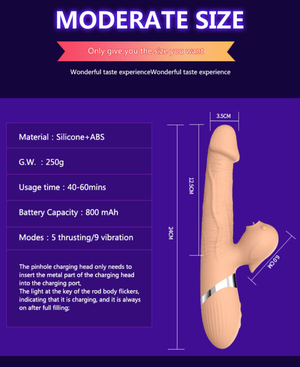 Wibrator Basia Thtusting Vibrator 2 in 1 Tongue Vibrators USB - obrazek 8