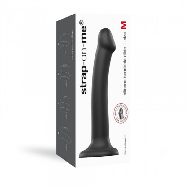 SEMI REALISTIC DUAL DENSITY BENDABLE DILDO BLACK   M - obrazek 8