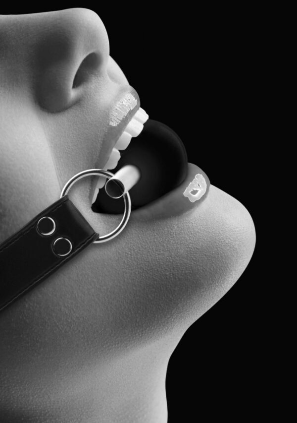 Solid Ball Gag   With Bonded Leather Straps - obrazek 8