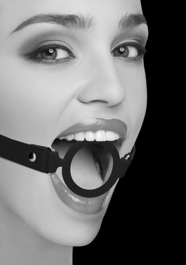 Silicone Ring Gag   With Adjustable Bonded Leather Straps - obrazek 8