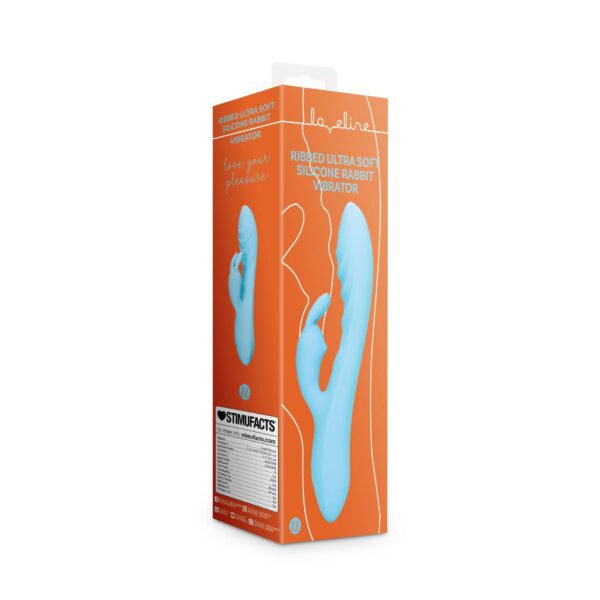 Ribbed Ultra Soft Silicone Rabbit Vibrator   Glacial Blue - obrazek 8
