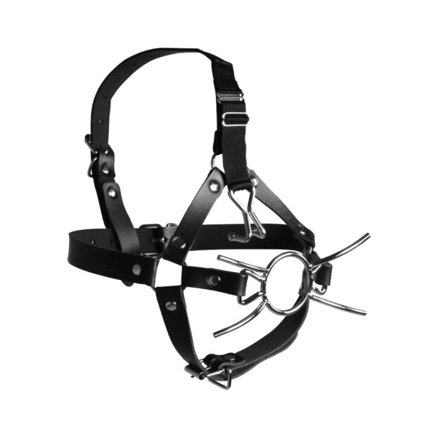 Head Harness with Spider Gag and Nose Hooks   Black - obrazek 8