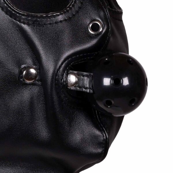 Blindfolded Mask with Breathable Ball Gag   Black - obrazek 8