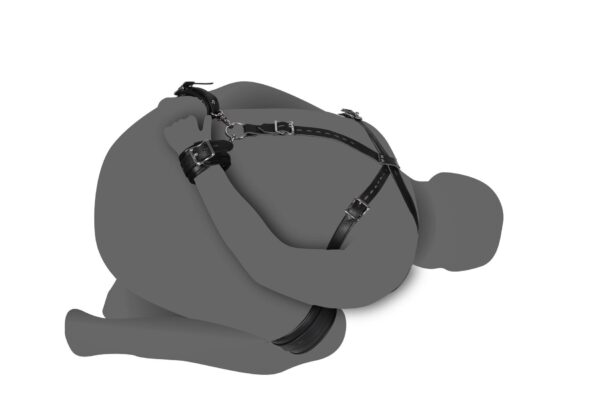 Body Harness with Thigh and Hand Cuffs   Black - obrazek 8