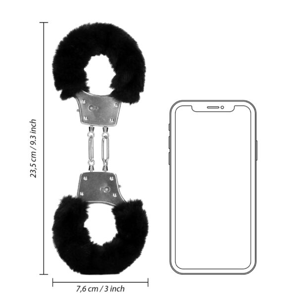 Furry Metal Hand Cuffs   Black - obrazek 8