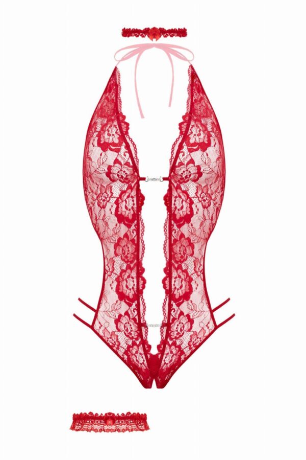 Open crotch Body Set Renee   Red - obrazek 8