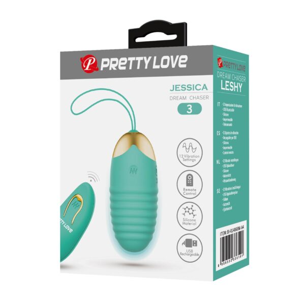 PRETTY LOVE   JESSICA Dream chaser 3, Green, Wireless remote control 12 vibration functions - obrazek 7