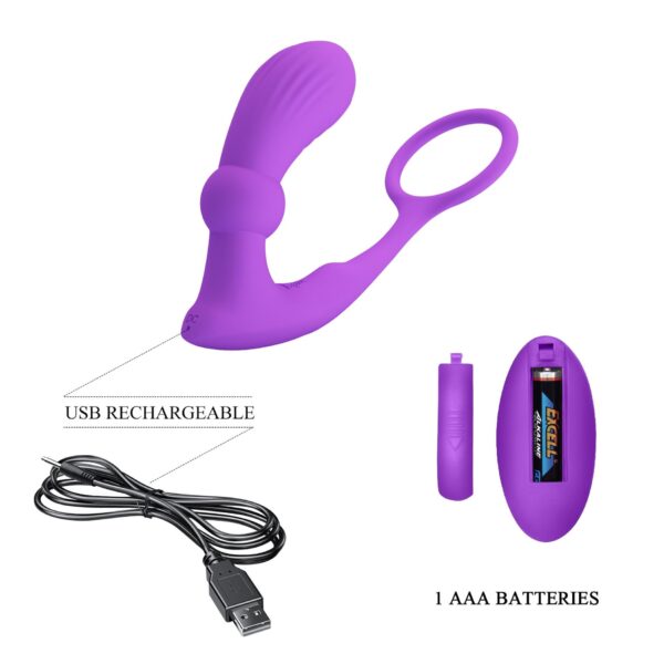 PRETTY LOVE   Warren Purple, Wireless remote control 12 pulse wave settings 12 vibration functions - obrazek 8