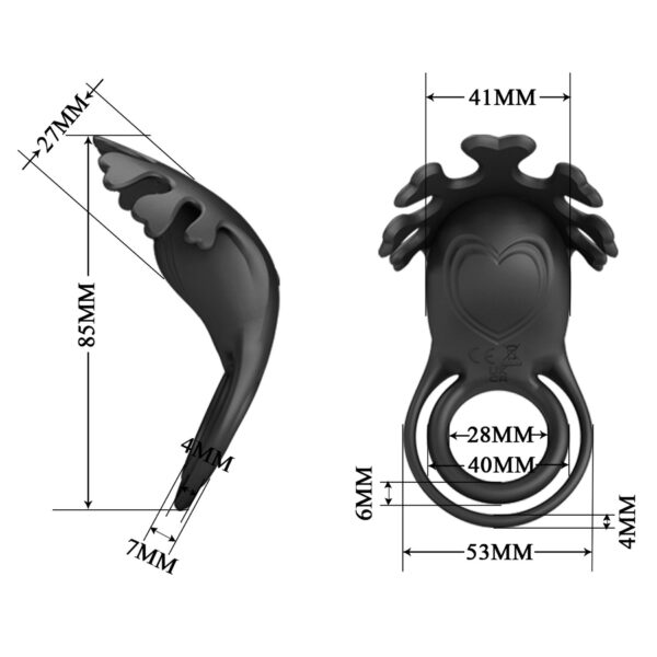 PRETTY LOVE   VIBRANT PENIS RING RUBEN Black, 7 vibration functions - obrazek 8